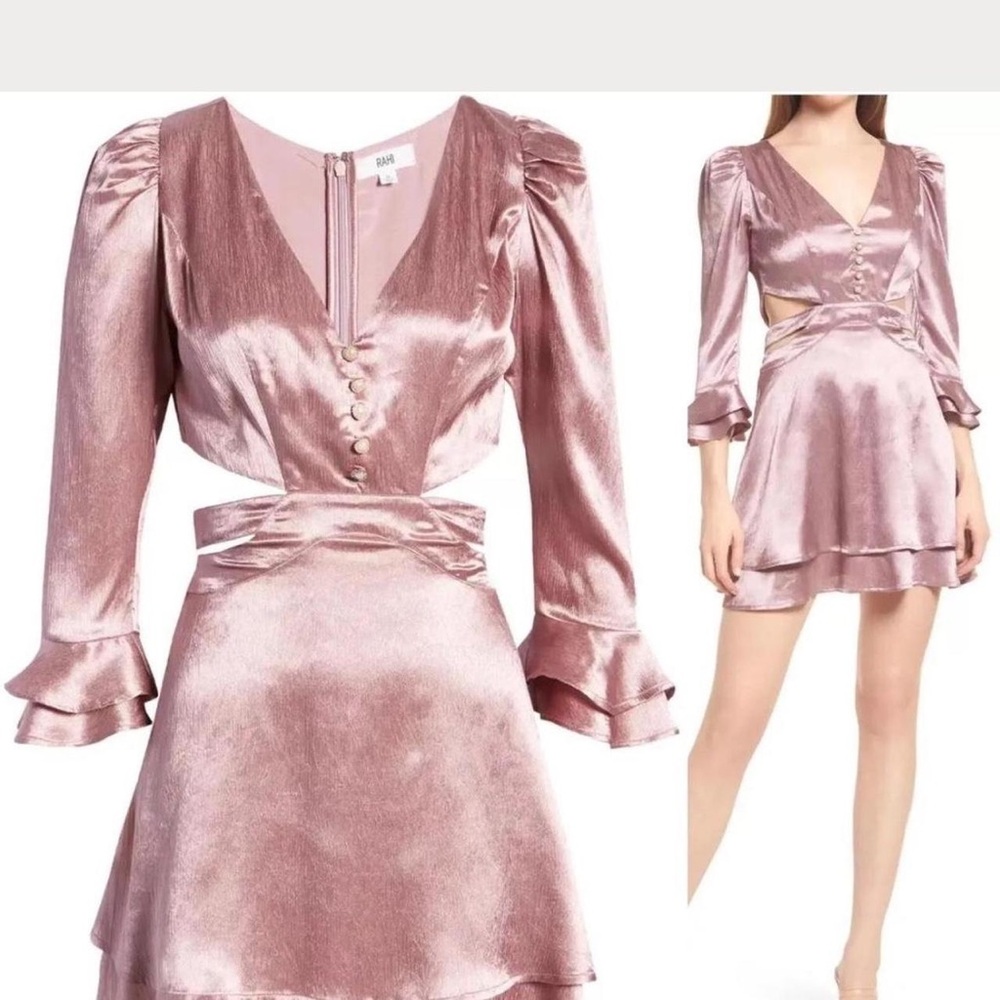 NWT Rahi Luster Cutout Mini Dress in Antique Rose | Metallic Pink | Nordstrom